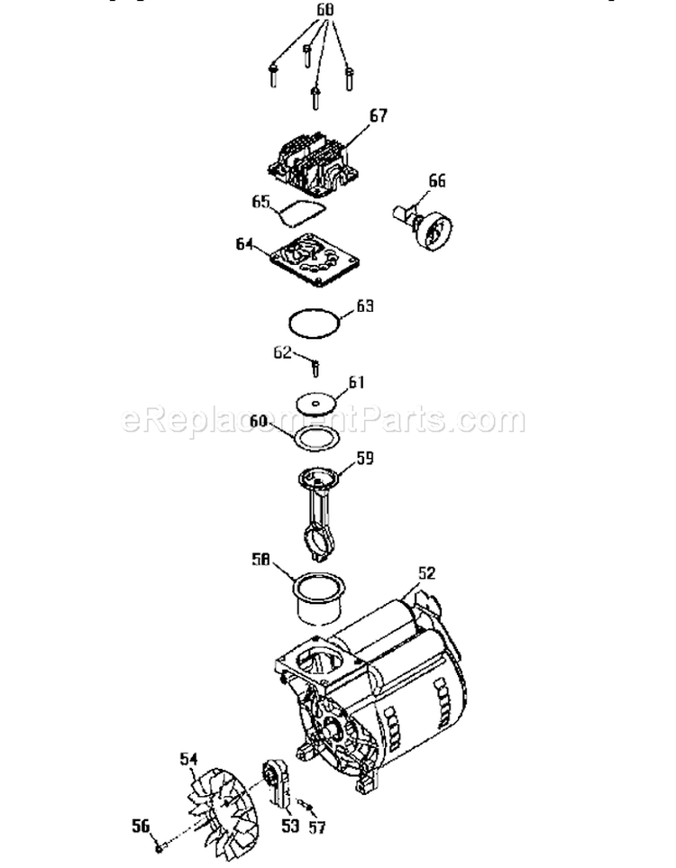 Compressor Pump Diagram and Parts List for 919152912  Craftsman Compressor