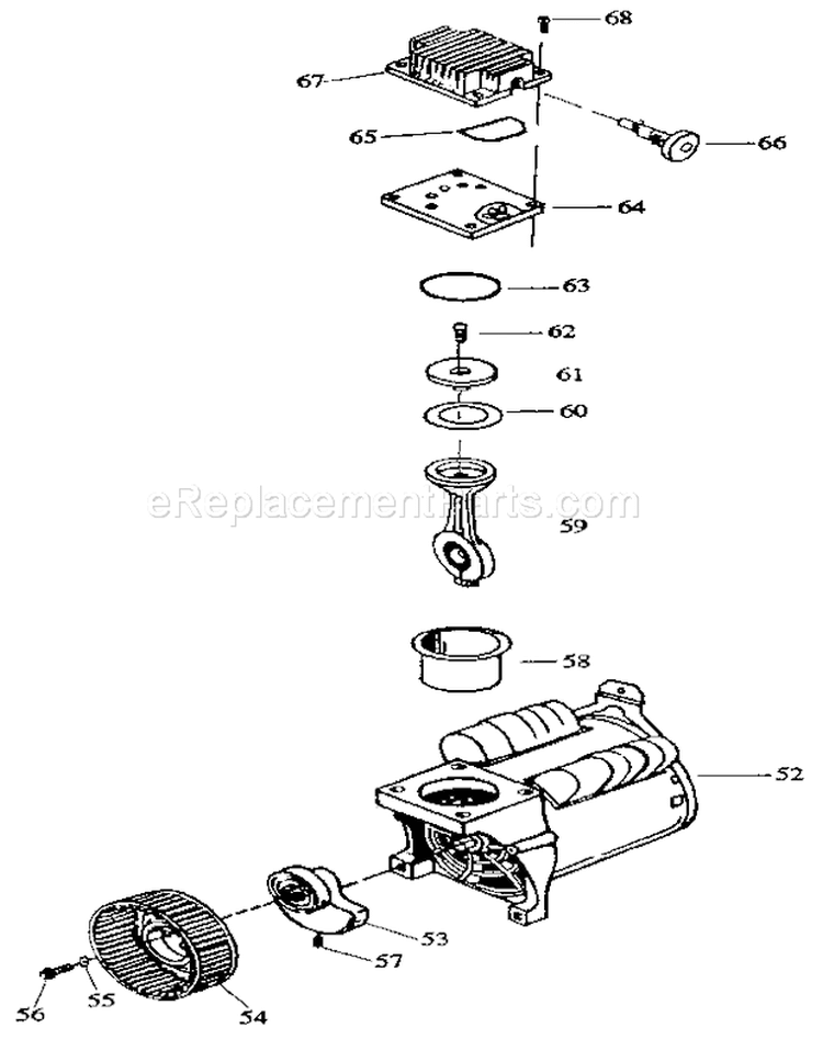 Compressor Pump Diagram and Parts List for 919152920  Craftsman Compressor