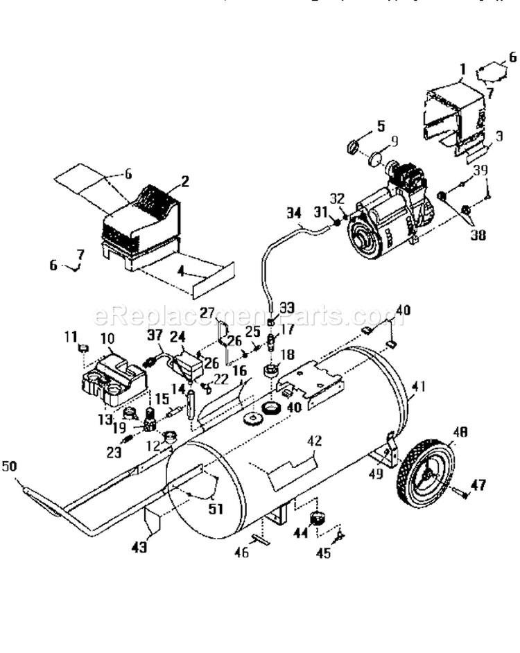 Air Compressor Diagram and Parts List for 919152922  Craftsman Compressor