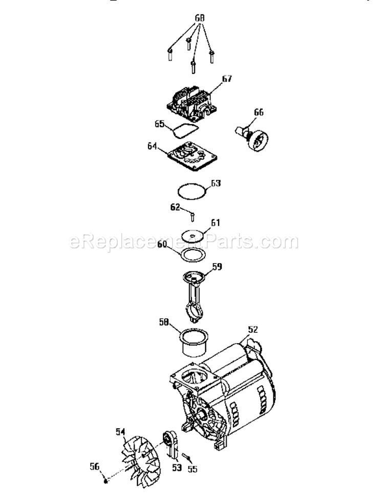 Compressor Pump Diagram and Parts List for 919152922  Craftsman Compressor