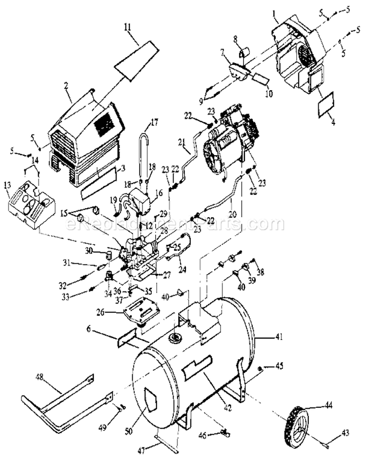 Unit Parts Diagram and Parts List for 919152930  Craftsman Compressor