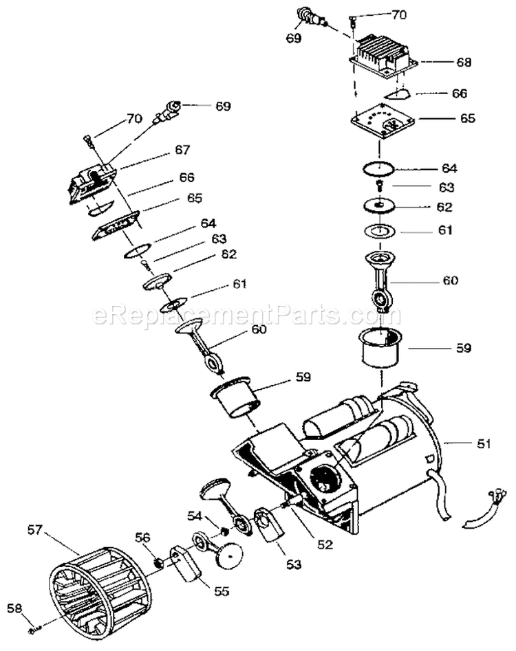 Compressor Pump Diagram and Parts List for 919152930  Craftsman Compressor