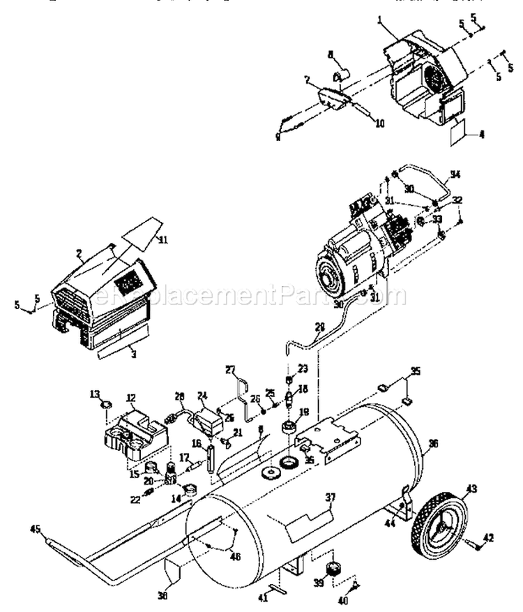 Unit Parts Diagram and Parts List for 919152931  Craftsman Compressor
