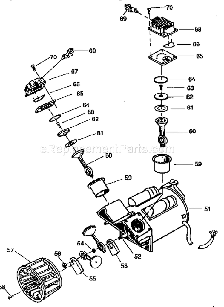Compressor Pump Diagram and Parts List for 919152931  Craftsman Compressor