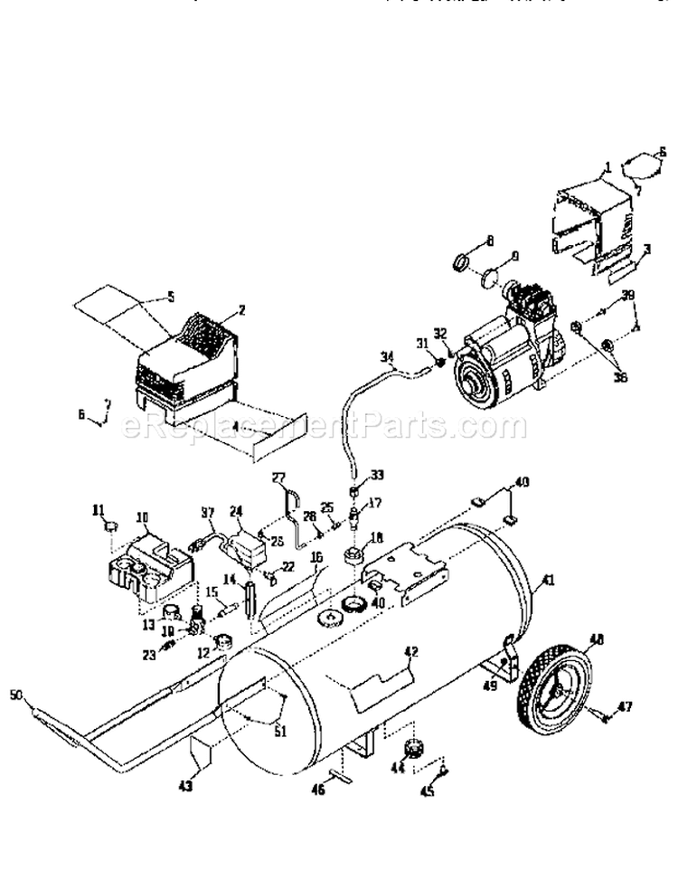 Air Compressor Diagram and Parts List for 919152940  Craftsman Compressor