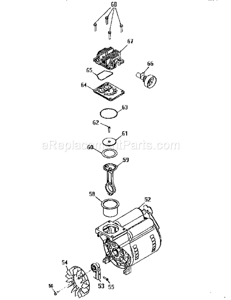 Compressor Pump Diagram and Parts List for 919152940  Craftsman Compressor