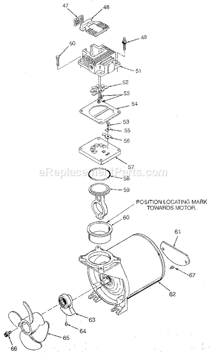 Compressor Pump Diagram and Parts List for 919153080  Craftsman Compressor