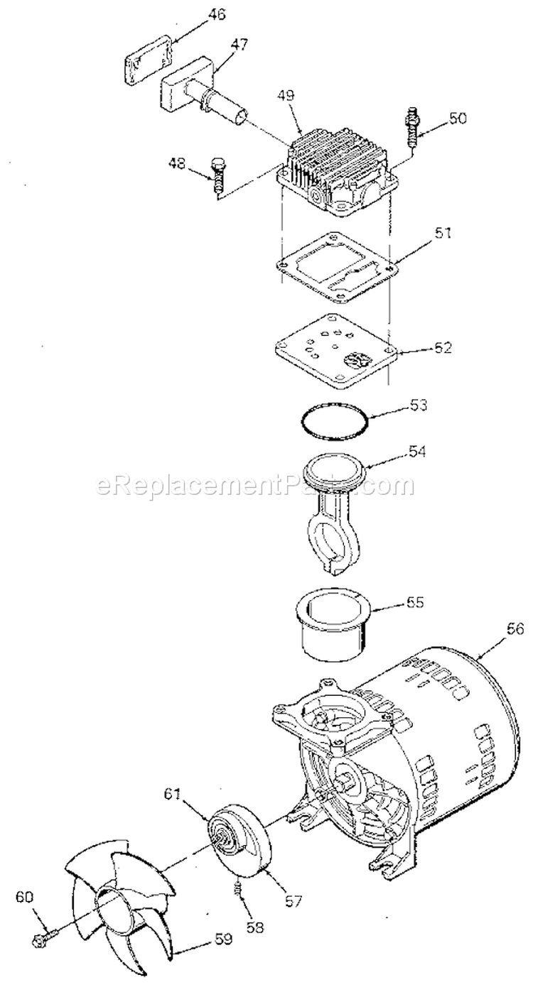 Compressor Pump Diagram and Parts List for 919153111  Craftsman Compressor