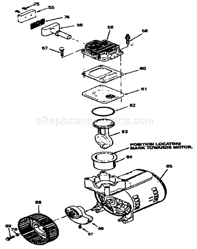 Compressor Pump Diagram and Parts List for 919153132  Craftsman Compressor