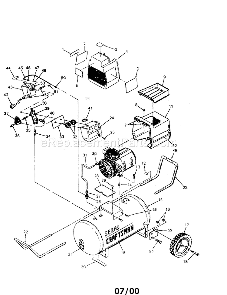 Air Compressor Diagram Diagram and Parts List for 919153231  Craftsman Compressor
