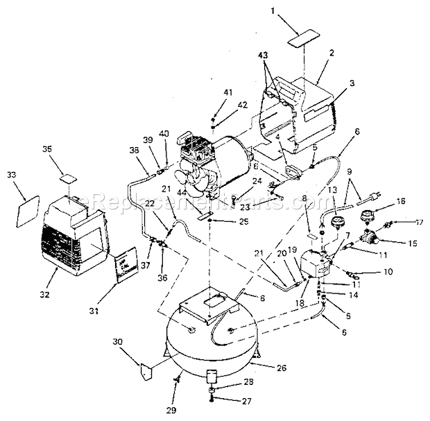 Page A Diagram and Parts List for 919153411  Craftsman Compressor