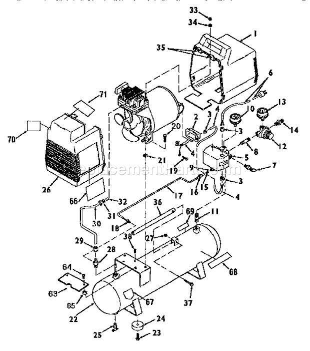 Air Compressor Diagram and Parts List for 919153450  Craftsman Compressor