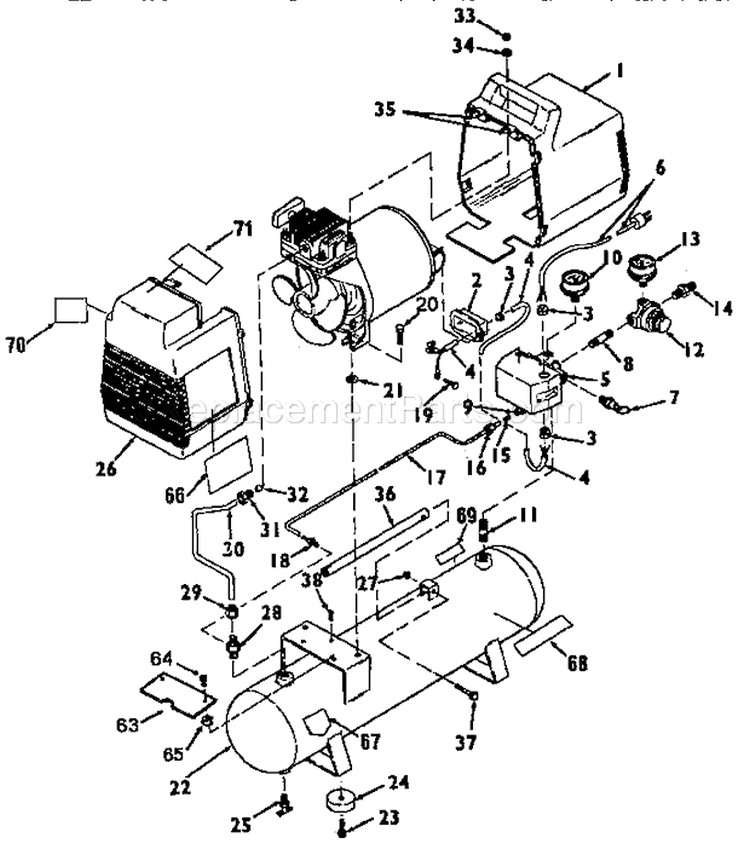 Air Compressor Diagram Diagram and Parts List for 919153460  Craftsman Compressor
