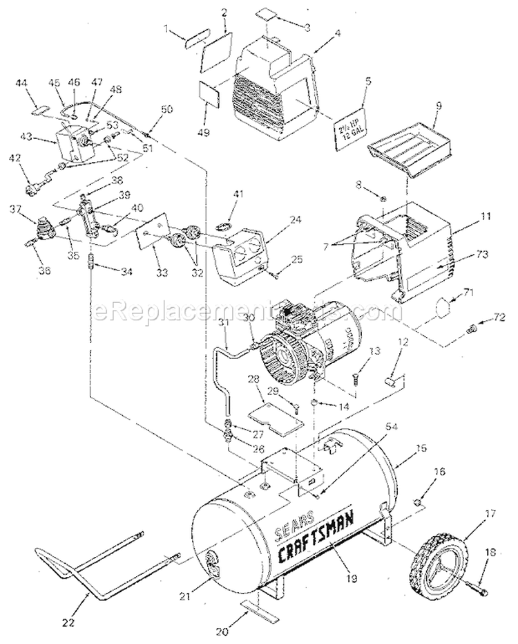 Page A Diagram and Parts List for 919154030  Craftsman Compressor