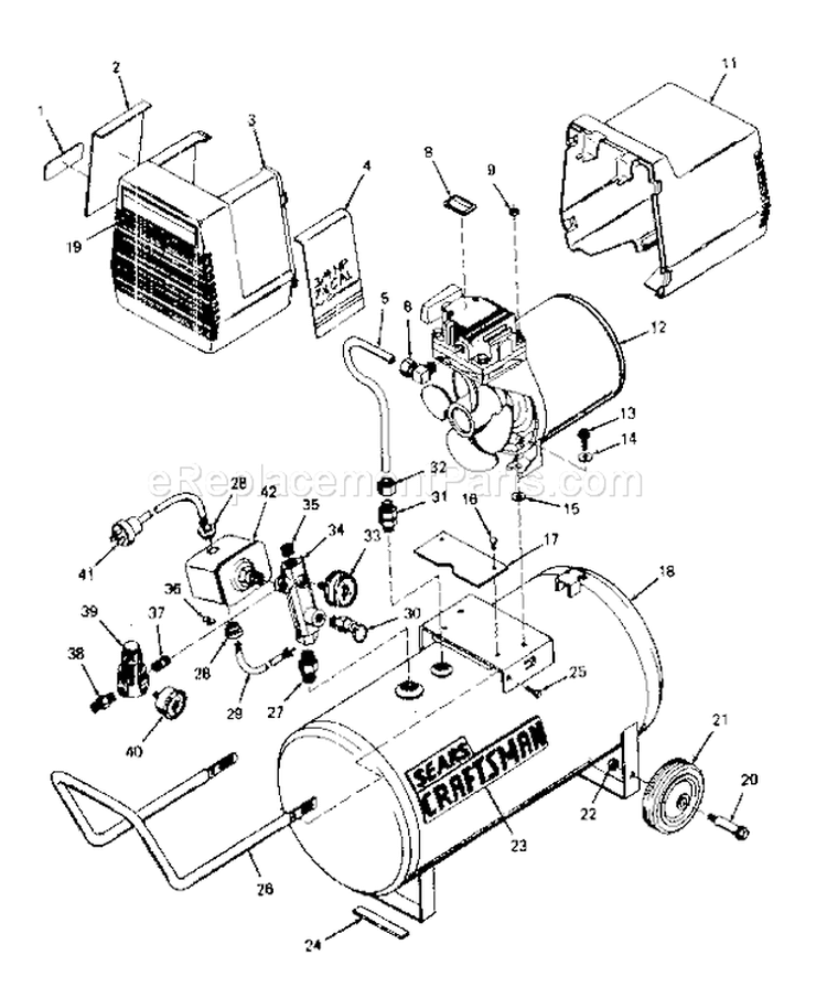 Unit Parts Diagram and Parts List for 919154110  Craftsman Compressor