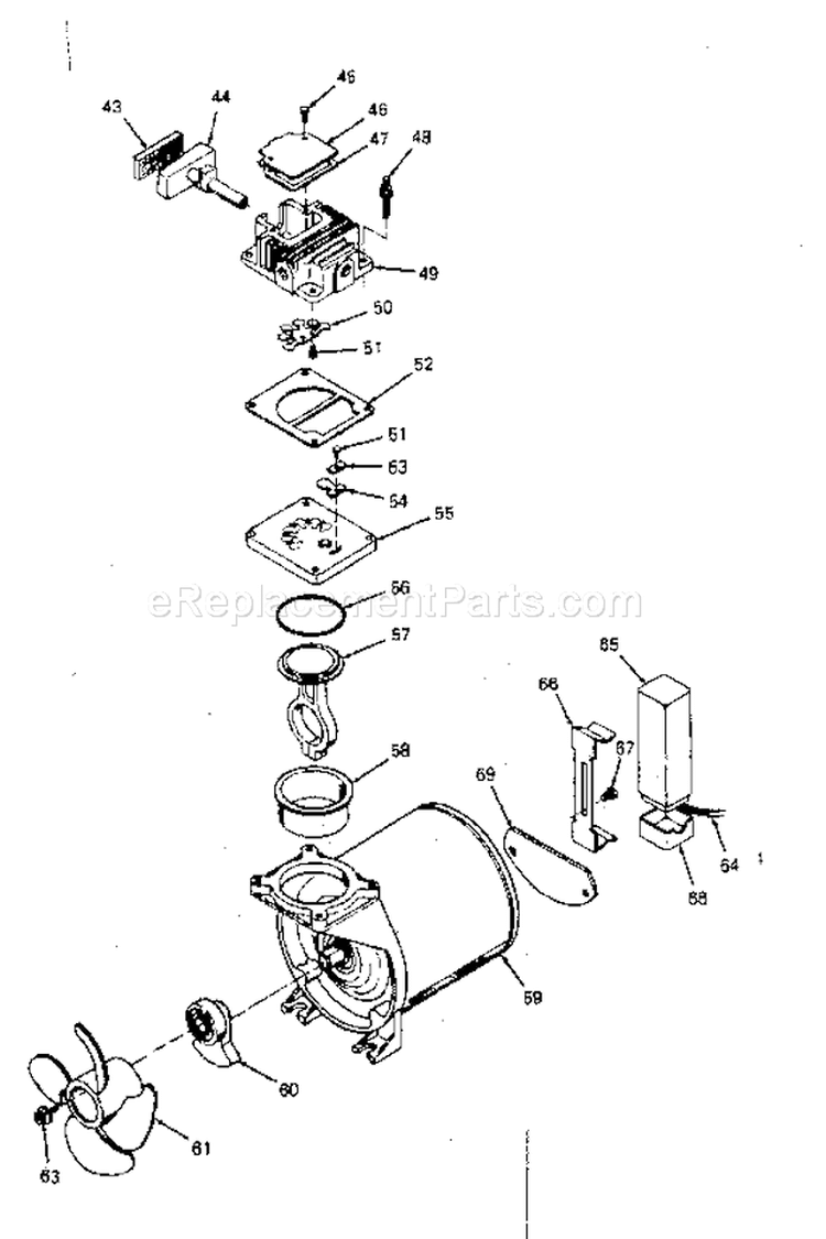 Compressor Pump Diagram and Parts List for 919154110  Craftsman Compressor
