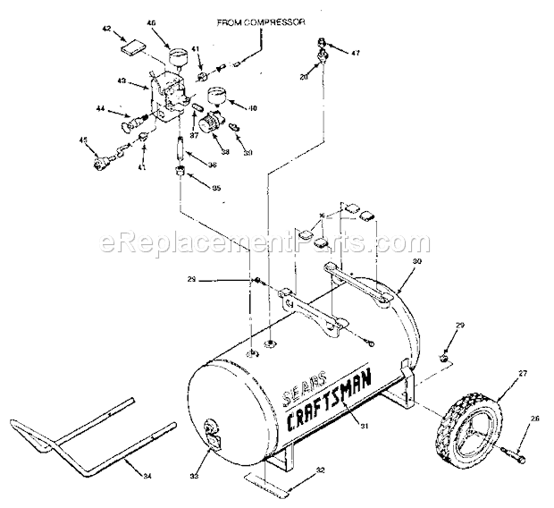 Compressor Pump Diagram and Parts List for 919154310  Craftsman Compressor