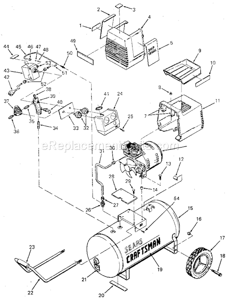 Page A Diagram and Parts List for 919154320  Craftsman Compressor