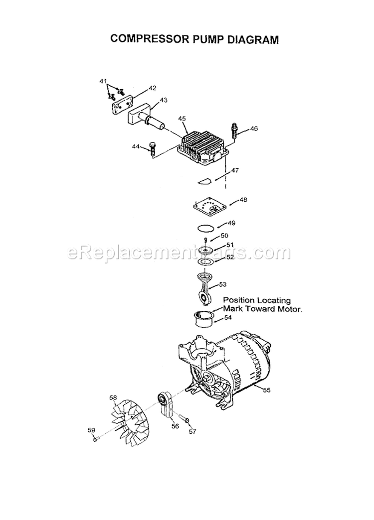 Compressor Pump Diagram Diagram and Parts List for 919154450  Craftsman Compressor