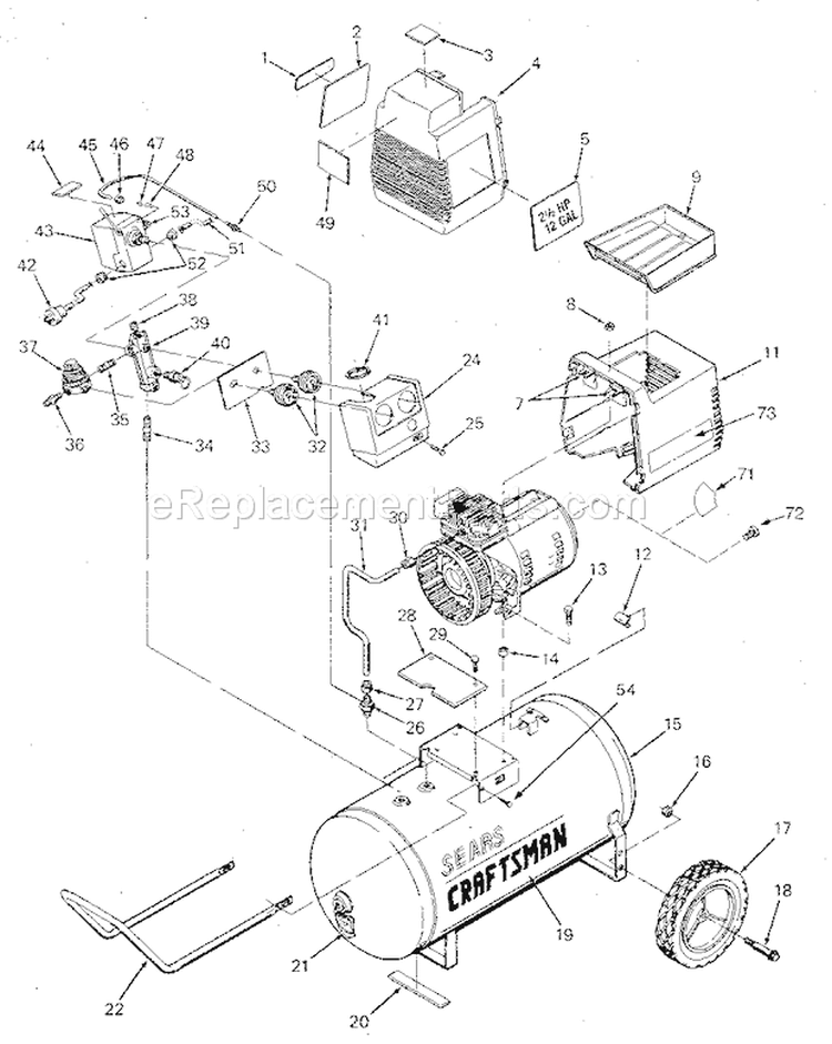 Page A Diagram and Parts List for 919154620  Craftsman Compressor