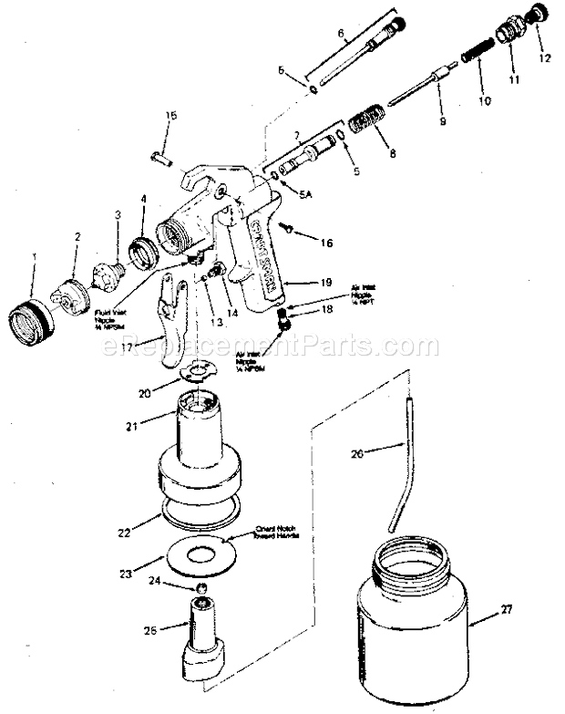 Page A Diagram and Parts List for 919155140  Craftsman Paint Sprayer