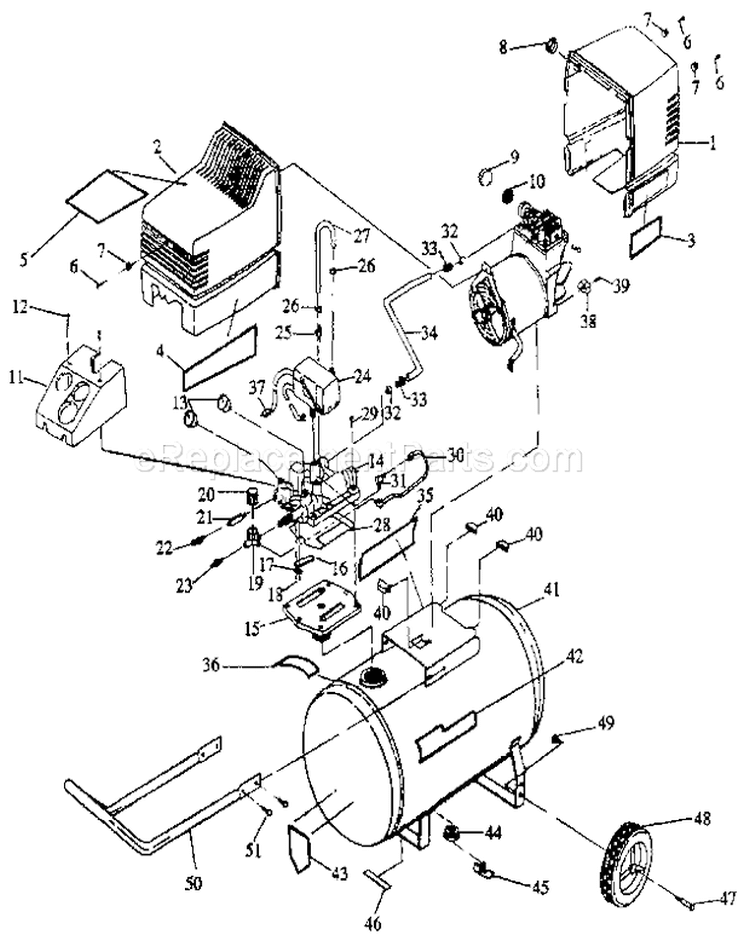 Page A Diagram and Parts List for 919155611  Craftsman Compressor