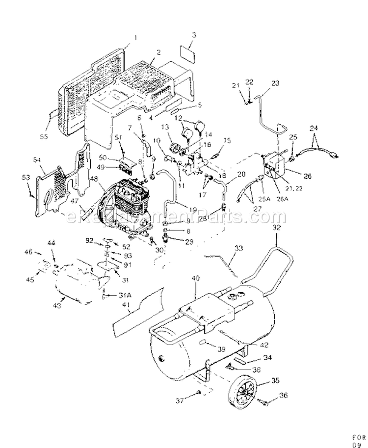 Page A Diagram and Parts List for 919156640  Craftsman Compressor