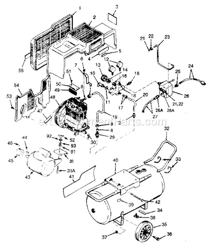 Page A Diagram and Parts List for 919156641  Craftsman Compressor