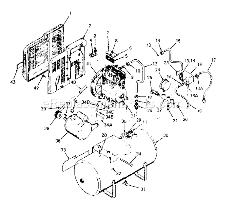 Air Compressor Diagram and Parts List for 919157031  Craftsman Compressor