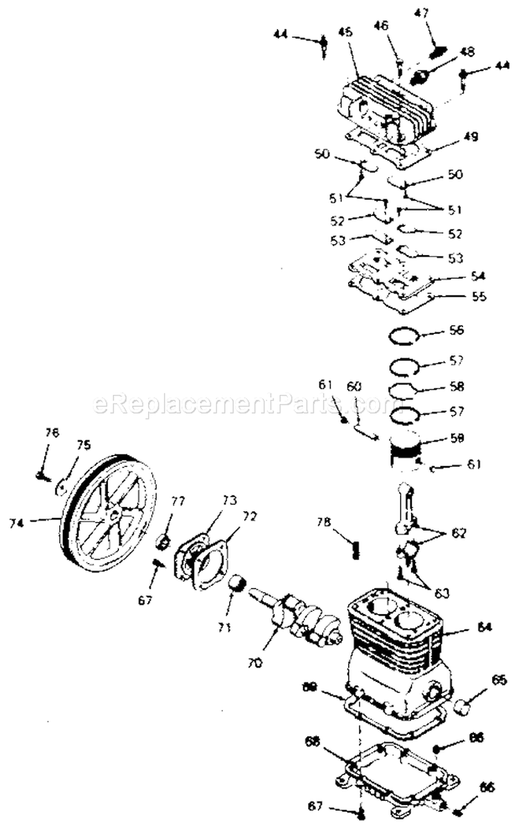 Compressor Pump Diagram and Parts List for 919157050  Craftsman Compressor