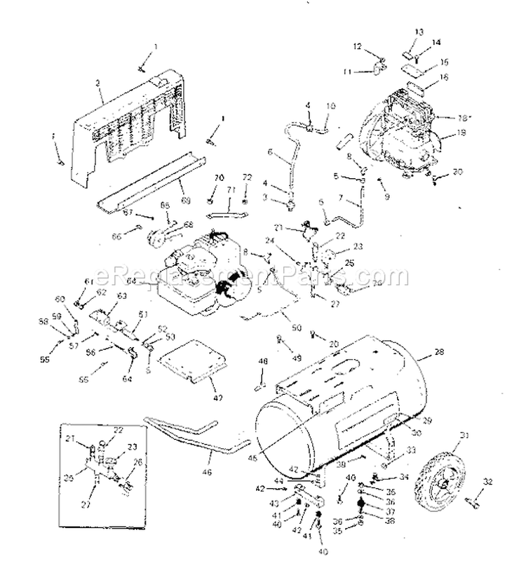 Replacement Parts Diagram and Parts List for 919157150  Craftsman Compressor