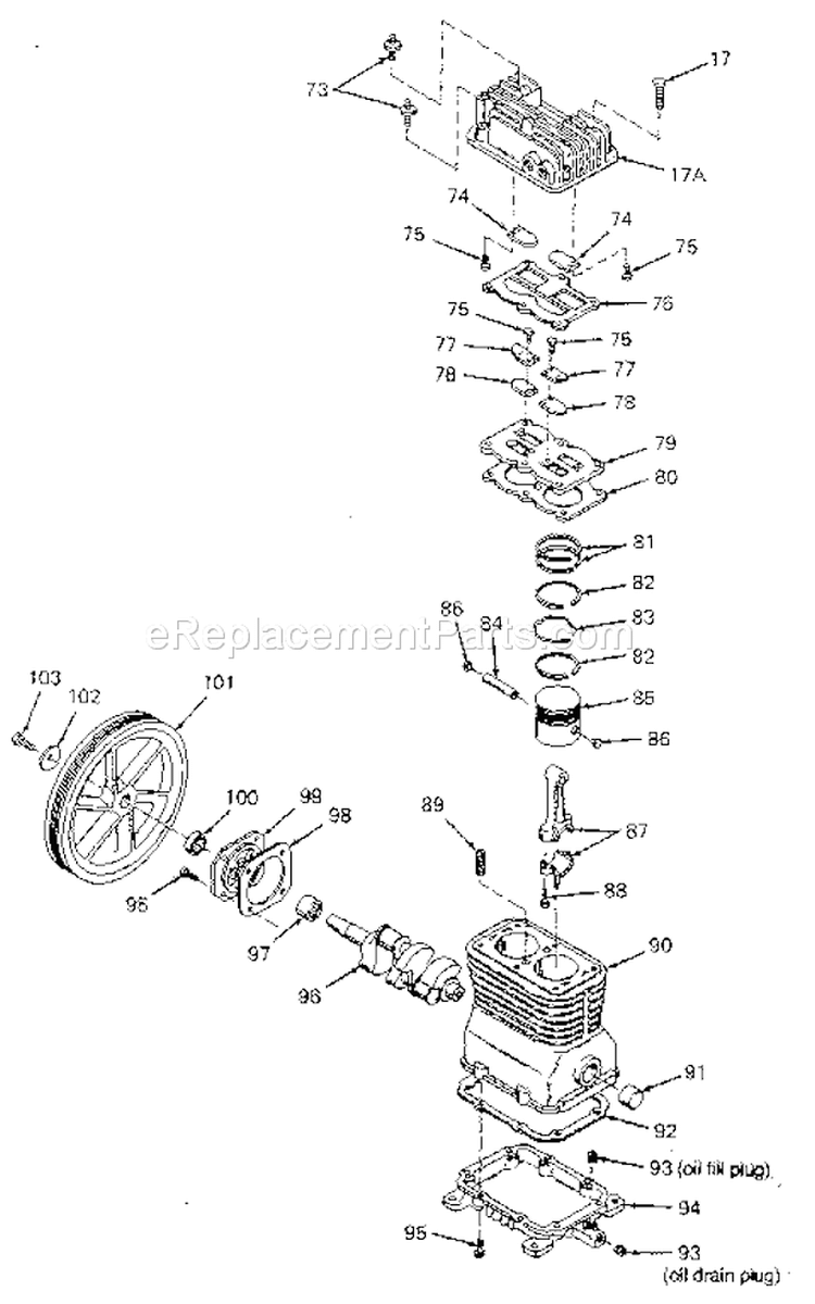 Pump Diagram and Parts List for 919157151  Craftsman Compressor
