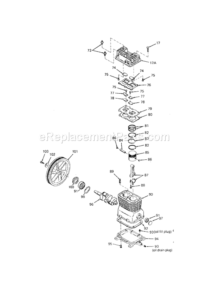Compressor Pump Diagram Diagram and Parts List for 919157251  Craftsman Compressor