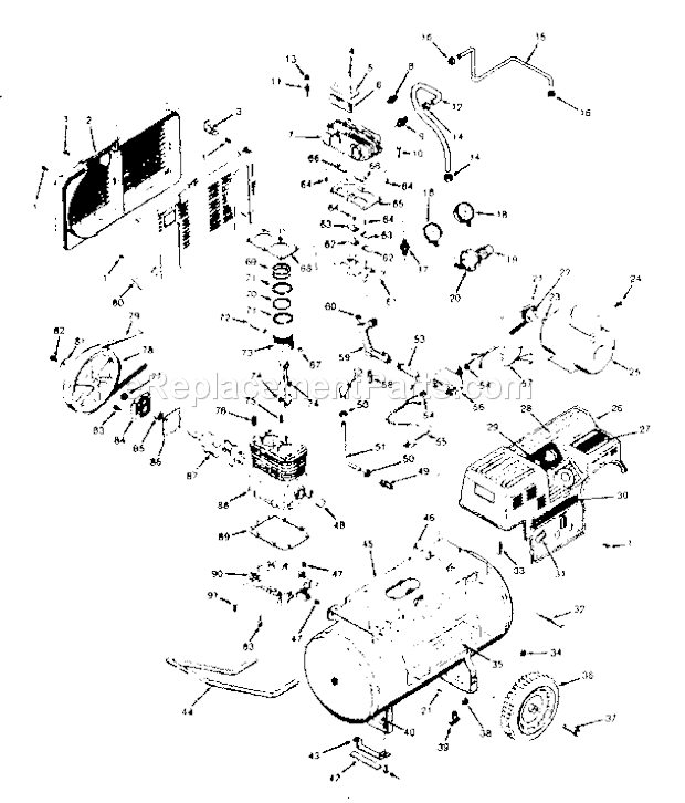 Page A Diagram and Parts List for 919158221  Craftsman Compressor