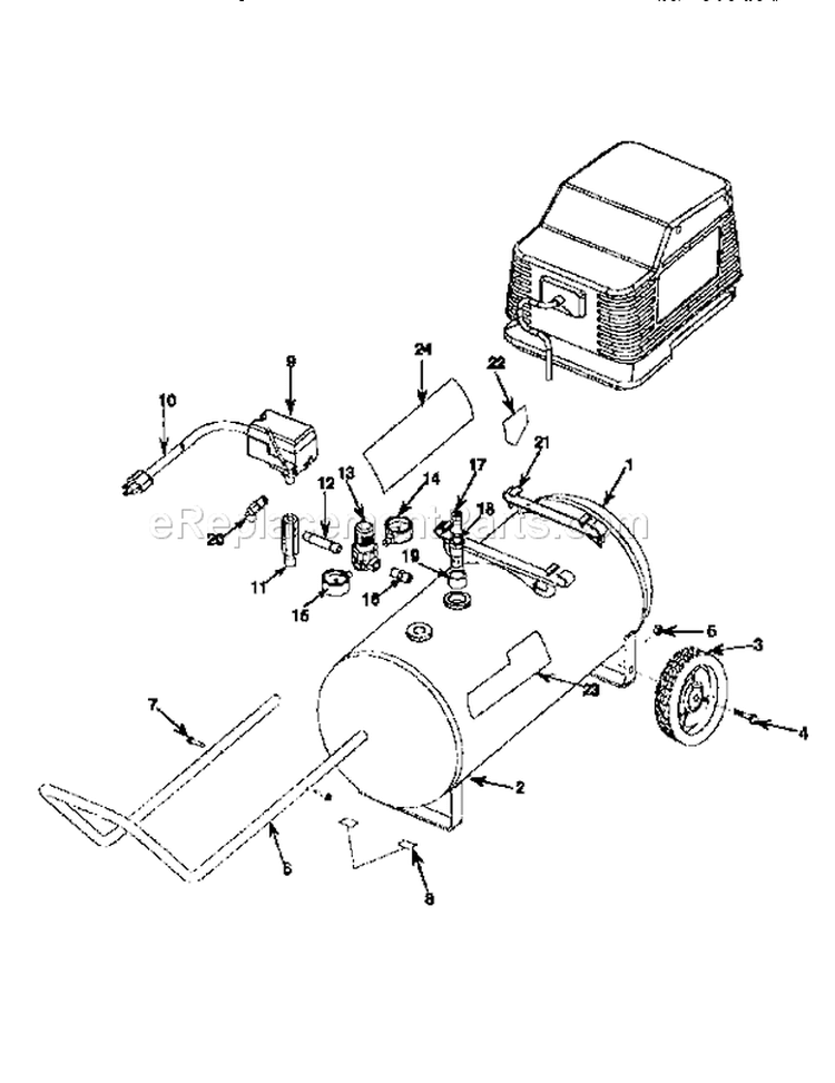 Air Compressor Diagram and Parts List for 919162080  Craftsman Compressor