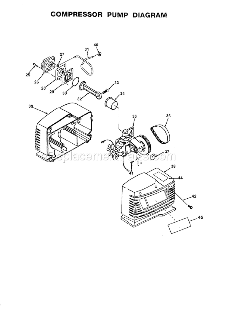 Compressor Pump Diagram Diagram and Parts List for 919162121  Craftsman Compressor