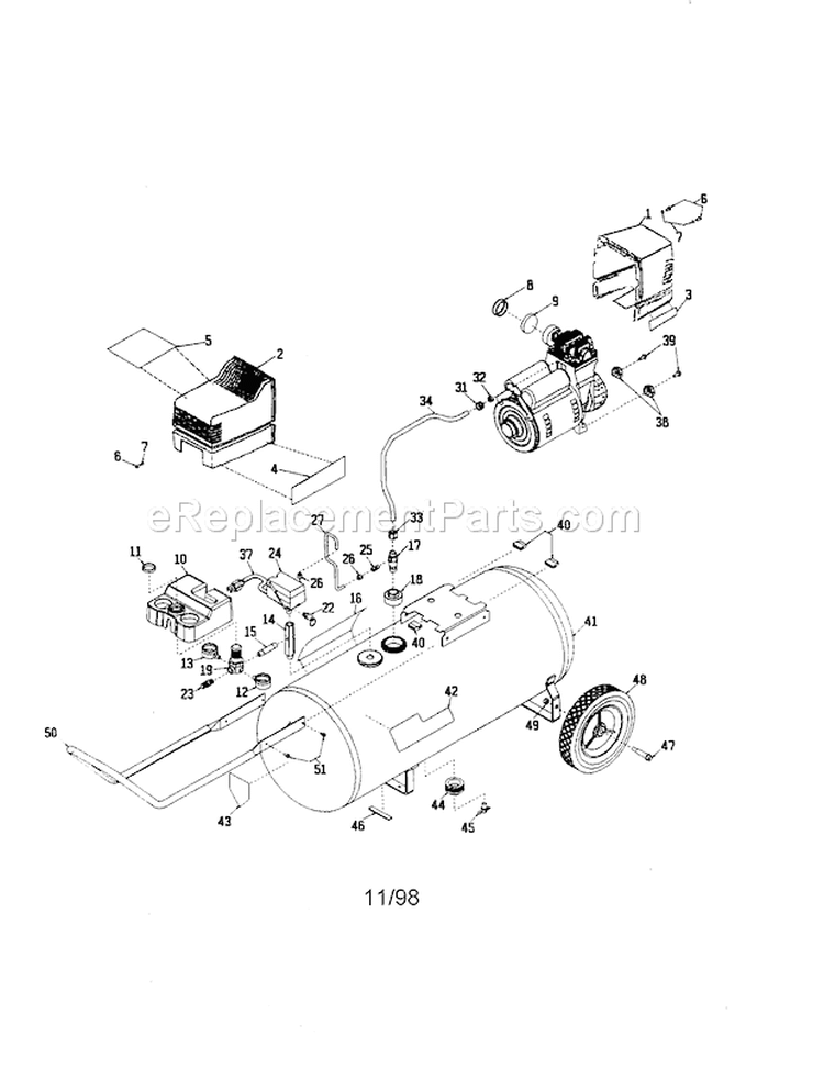 Air Compressor Diagram and Parts List for 919164180  Craftsman Compressor