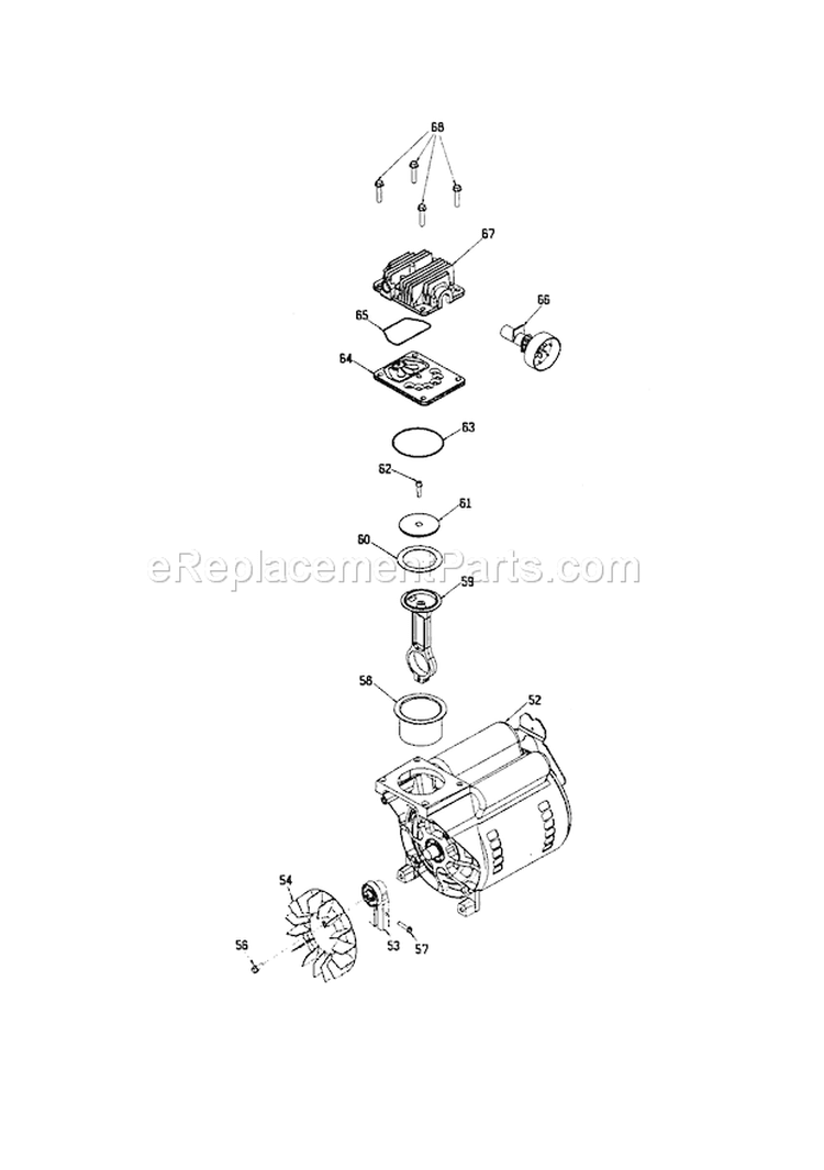 Compressor Pump Diagram Diagram and Parts List for 919164200  Craftsman Compressor