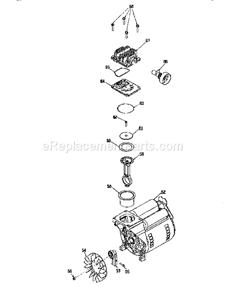 Motor Assembly Diagram and Parts List for 919165000  Craftsman Compressor