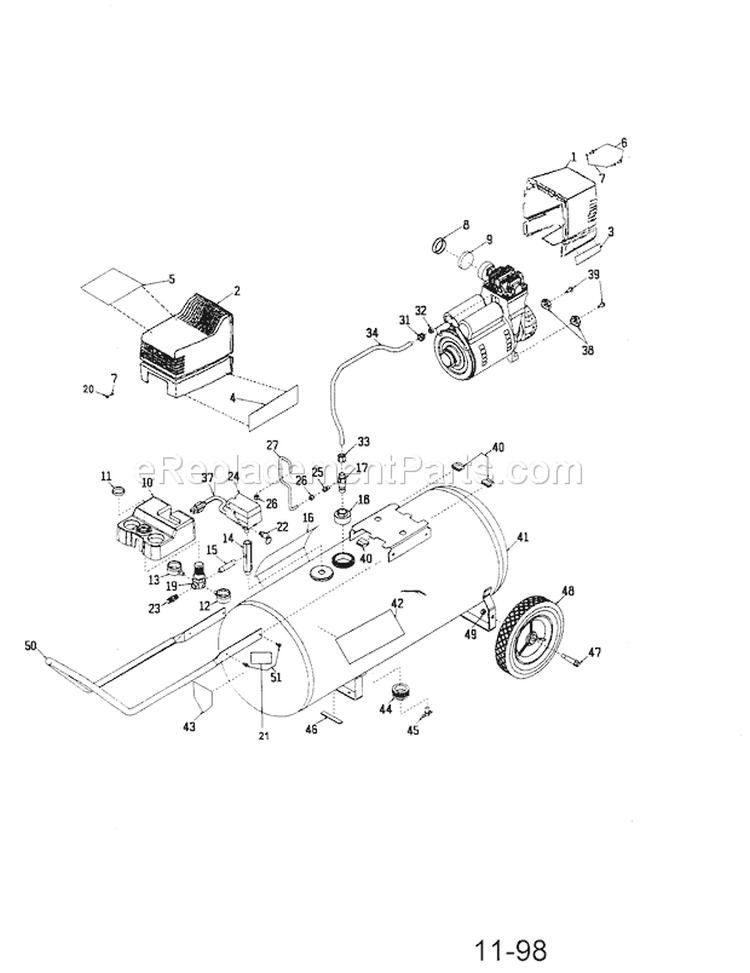 Air Compressor Diagram and Parts List for 919165020  Craftsman Compressor