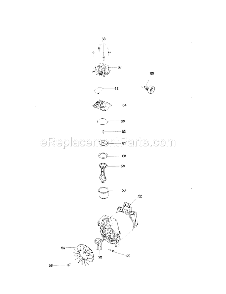 Compressor Pump Diagram and Parts List for 919165020  Craftsman Compressor