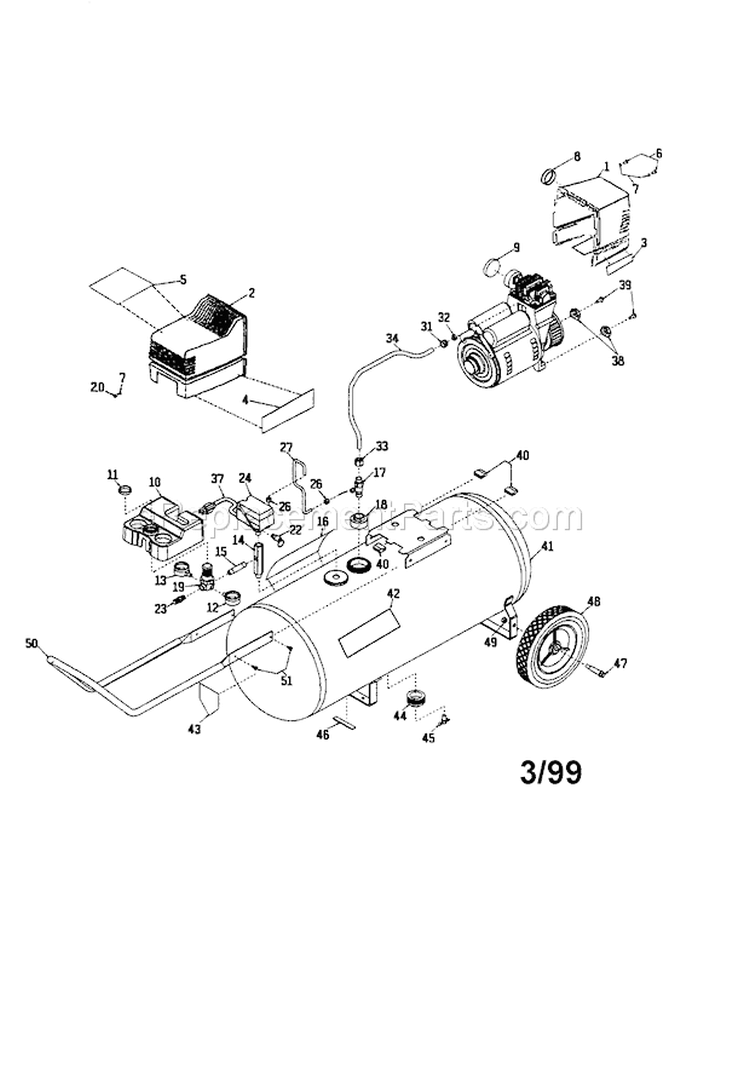 Air Compressor Diagram Diagram and Parts List for 919165030  Craftsman Compressor