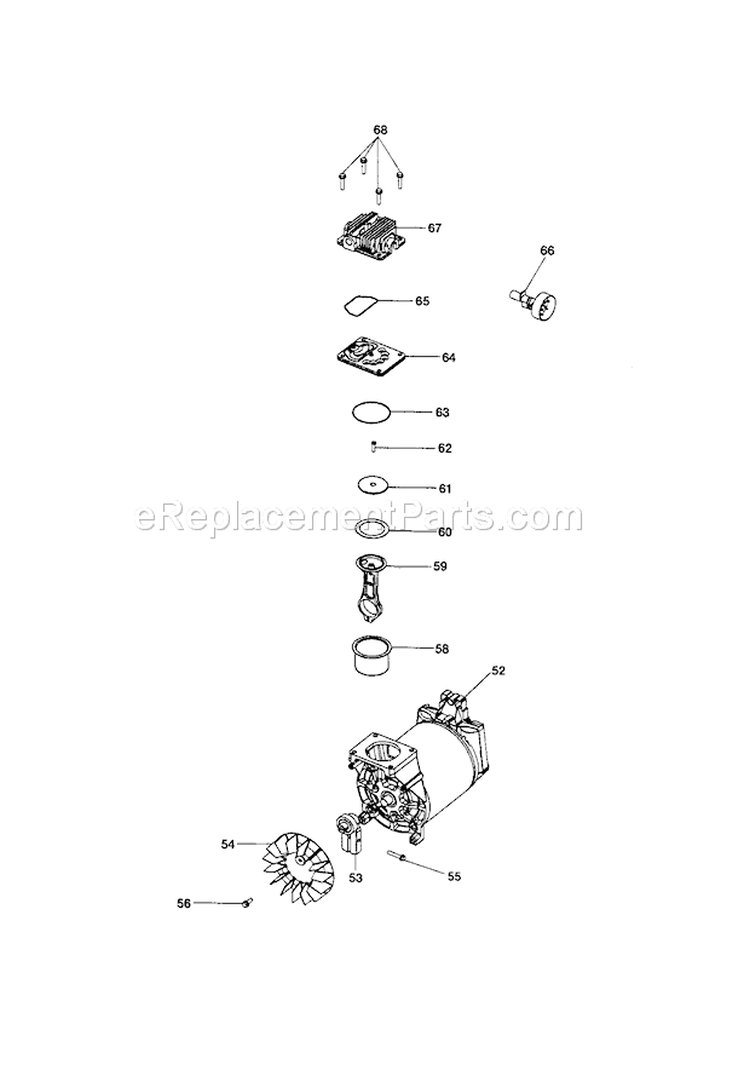 Compressor Pump Diagram Diagram and Parts List for 919165030  Craftsman Compressor