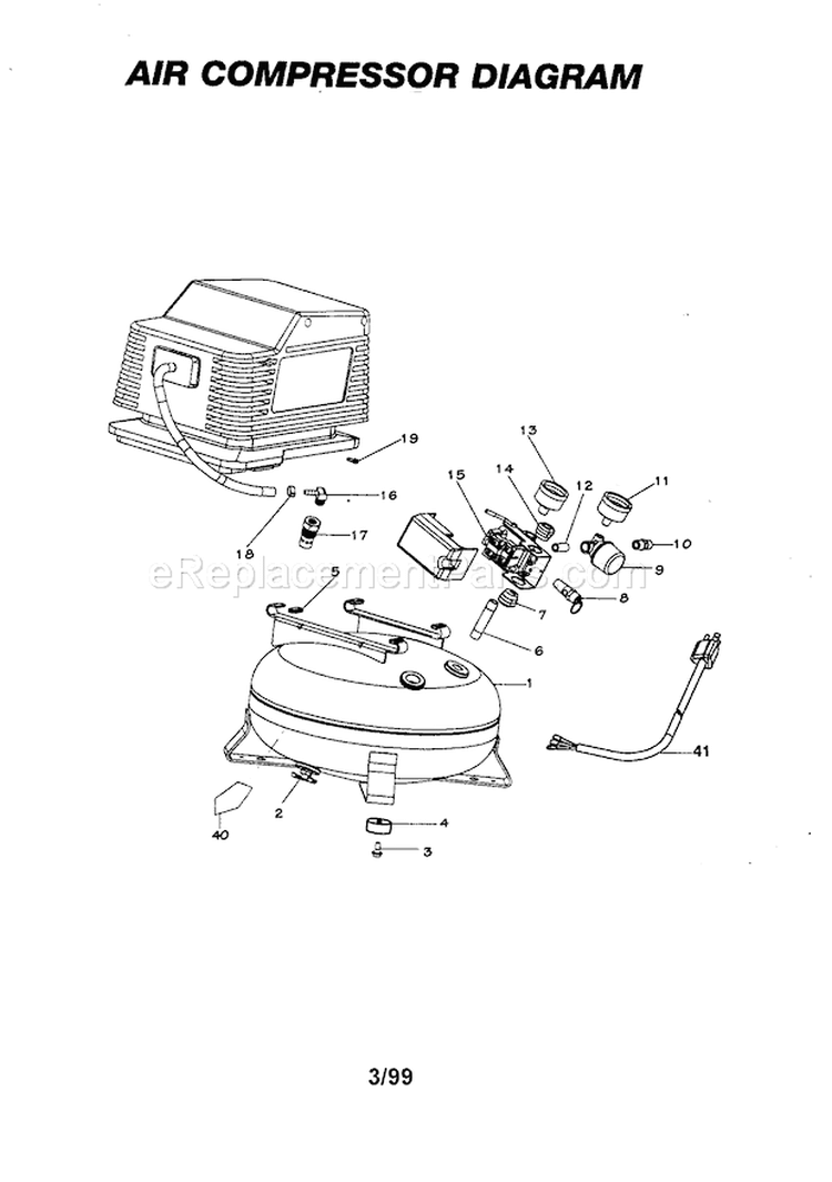 Air Compressor Diagram Diagram and Parts List for 919165040  Craftsman Compressor