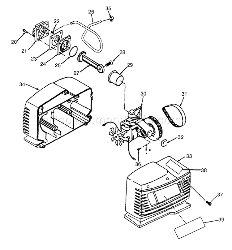 Pump Diagram and Parts List for 919165041  Craftsman Compressor