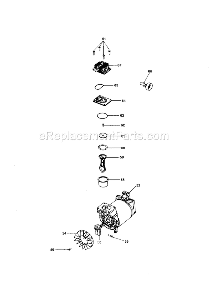 Compressor Pump Diagram and Parts List for 919165060  Craftsman Compressor