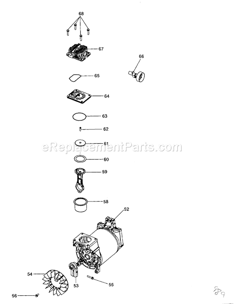 Pump Diagram and Parts List for 919165110  Craftsman Compressor