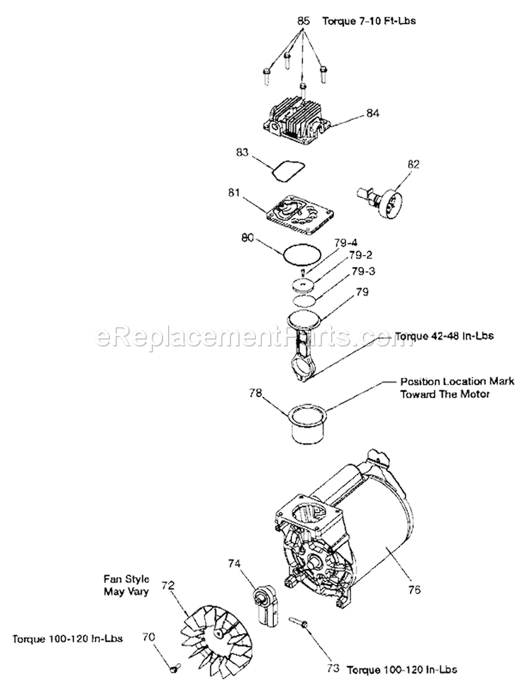 Pump Diagram and Parts List for 919165170  Craftsman Compressor