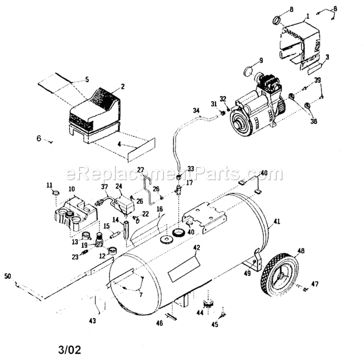 Air Compressor Diagram and Parts List for 919165180  Craftsman Compressor