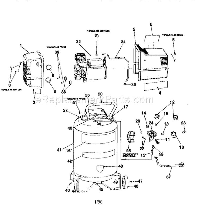 Page A Diagram and Parts List for 919165221  Craftsman Compressor